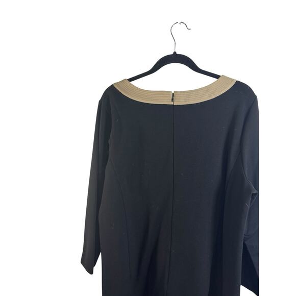 Talbots Plus 16 Ponte Knit Dress Black Tan Classy Office Church Stretch Work - Picture 6 of 8
